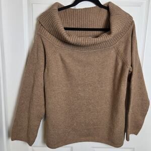Old Navy Sweater Womans XXL Brown Turtleneck Off Shoulder Boxy Cozy Comfy